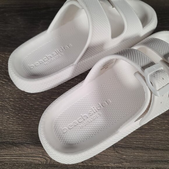 Beach Slides By J/Slides White Eva Double Buckle Sandals Women's 9 M Summer - Picture 7 of 10